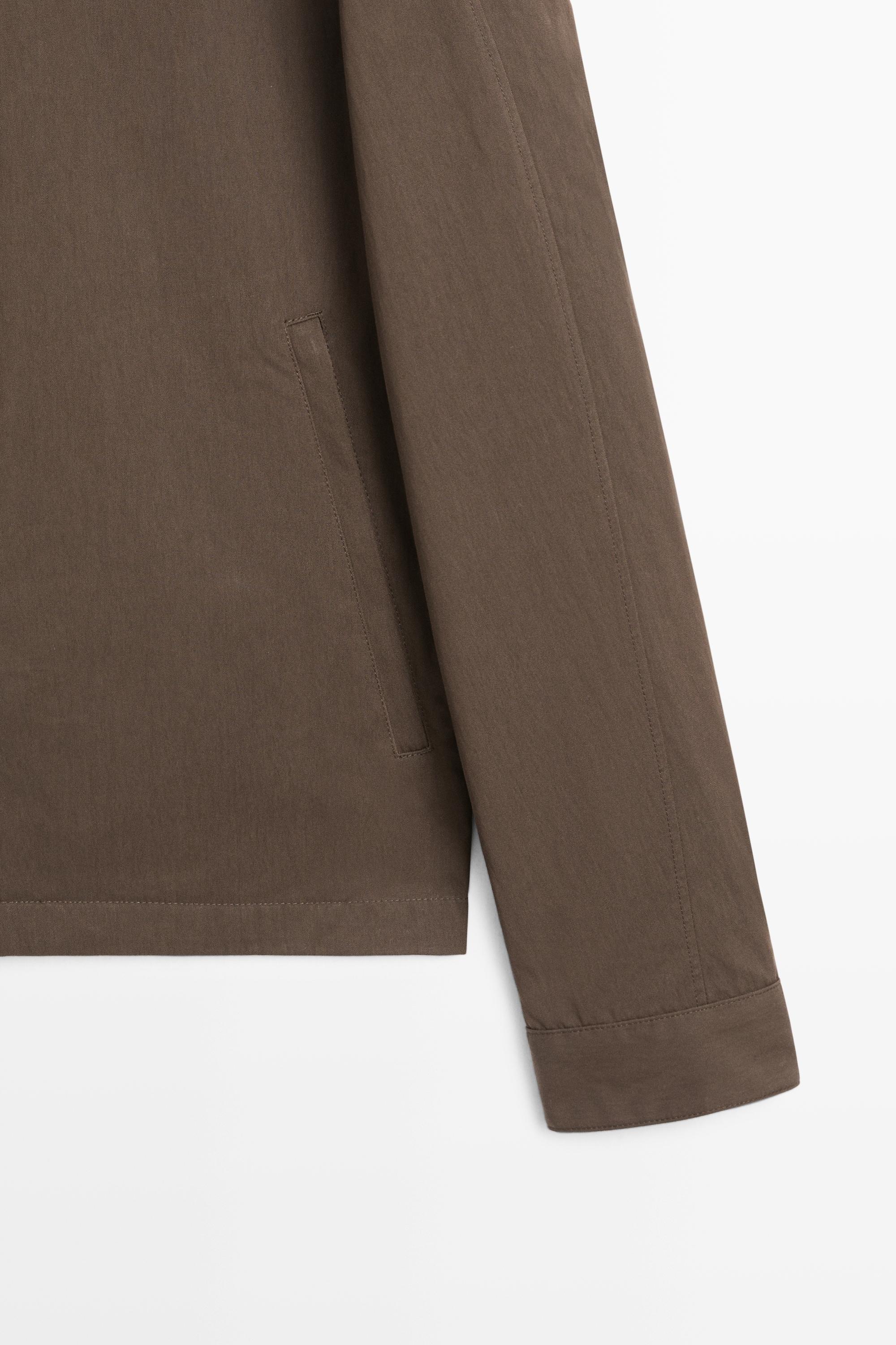 Cotton blend high-neck jacket
